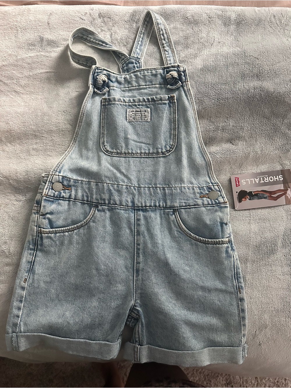 Levi's Light Blue Denim Short Overalls for Kids
